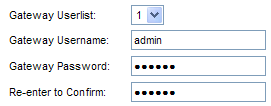 Example of a wireless routers username and password settin