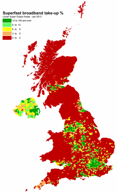 superfast broadband uptake map q1 2013