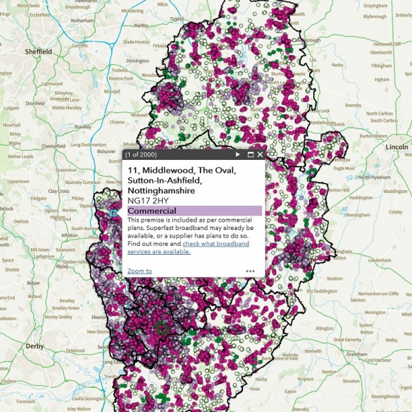 nottinghamshire broadband map