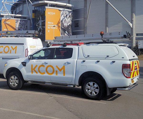 kcom van with ladder on top