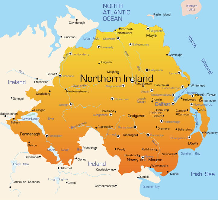 northern ireland uk map