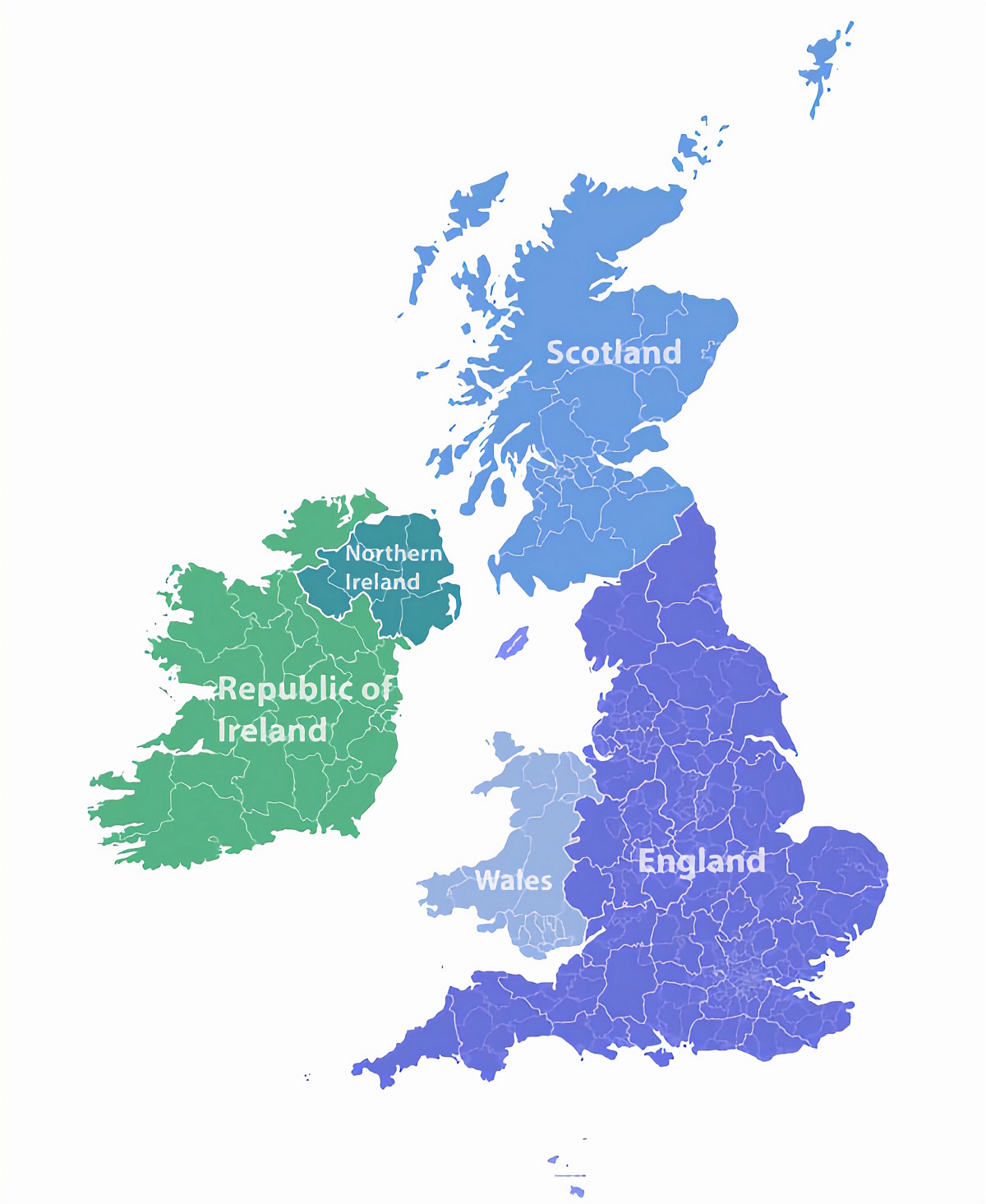 Uk Map England Scotland Wales Northernireland 