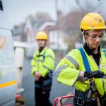 kcom van and two fibre engineers