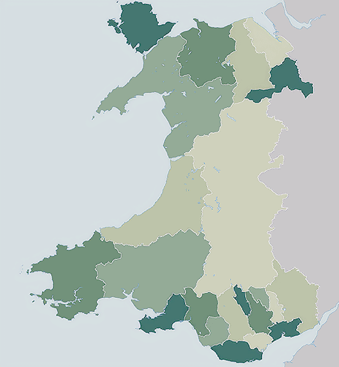 wales uk counties map
