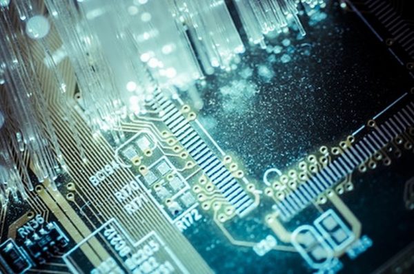 fibre optic cables on pcb circuit board