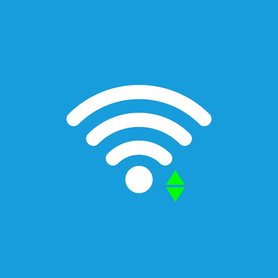 Wi-Fi icon, sign. Vector illustration. Flat design. Connect green sign. Blue background.