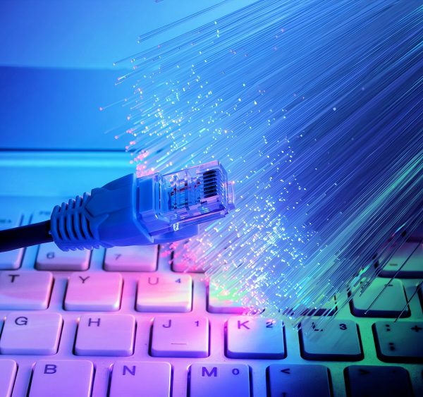 fibre optic cables and computer keyboard 2020