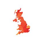 uk red orange broadband map by 123rf