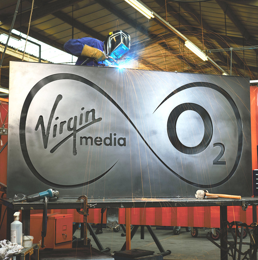 Following the completion of the UK’s largest ever telecoms deal, the Virgin Media O2 logo is forged to celebrate the birth of the new company which brings together Virgin Media, the UK’s fastest broadband provider, and O2, the country’s favourite mobile network with a mission to upgrade the UK.Copyright: © Mikael Buck Credit: Mikael Buck / Virgin Media O2PR Handout – for use in conjunction with this story only.