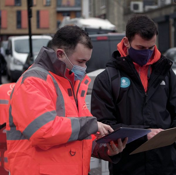 virgin media uk engineer in rain jacket