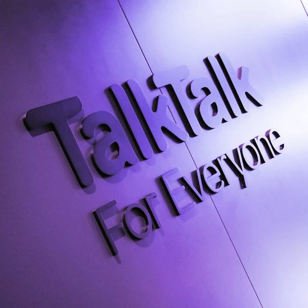 TalkTalk Logo on Blue Wall