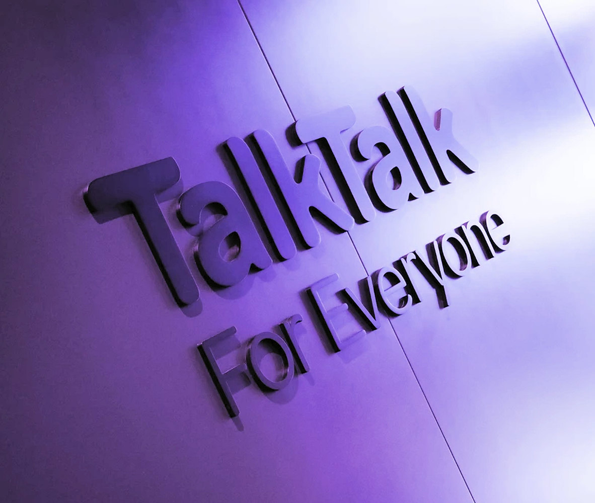 TalkTalk Logo on Blue Wall