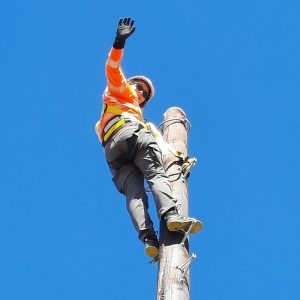 Gigaclear-engineer-up-a-pole