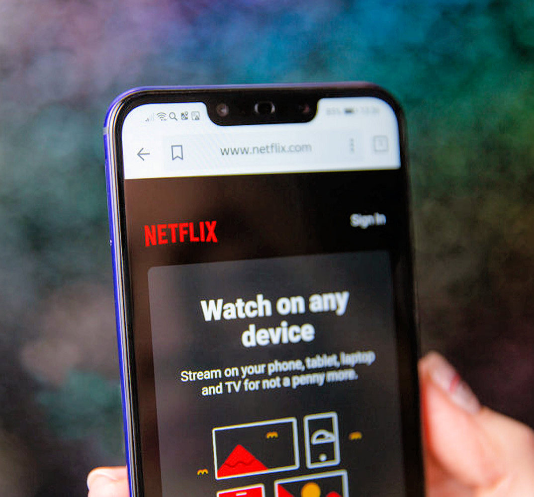 Netflix logo on smartphone