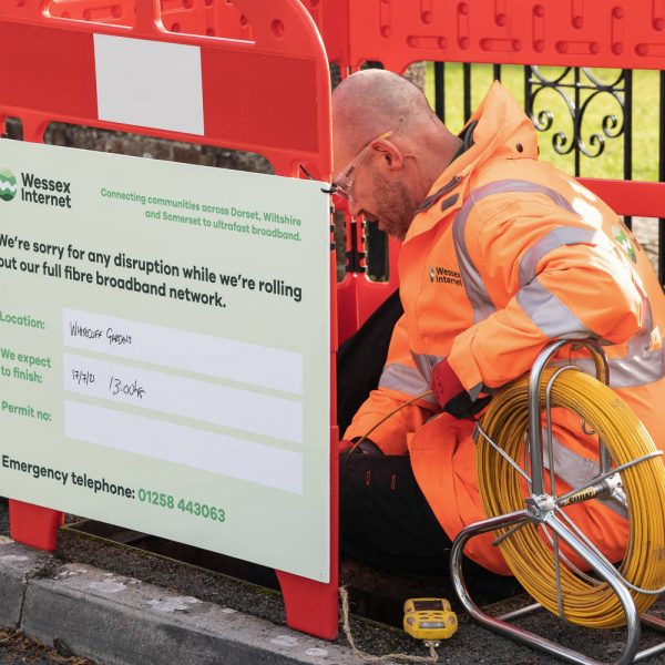 Wessex Internet Engineer Running Fibre into Chamber