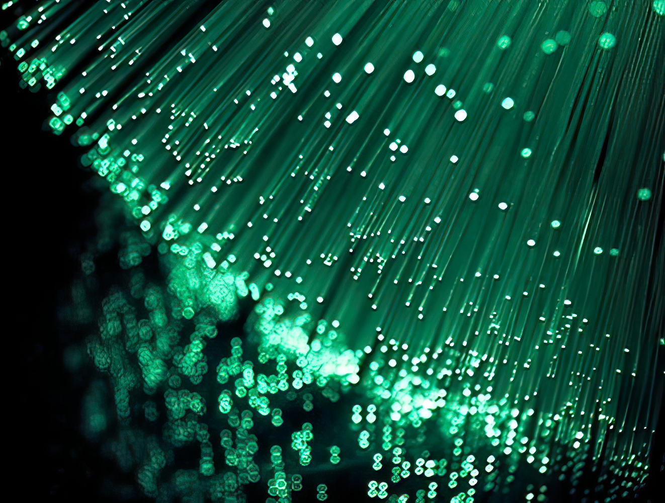 fibre optic green cables from top right