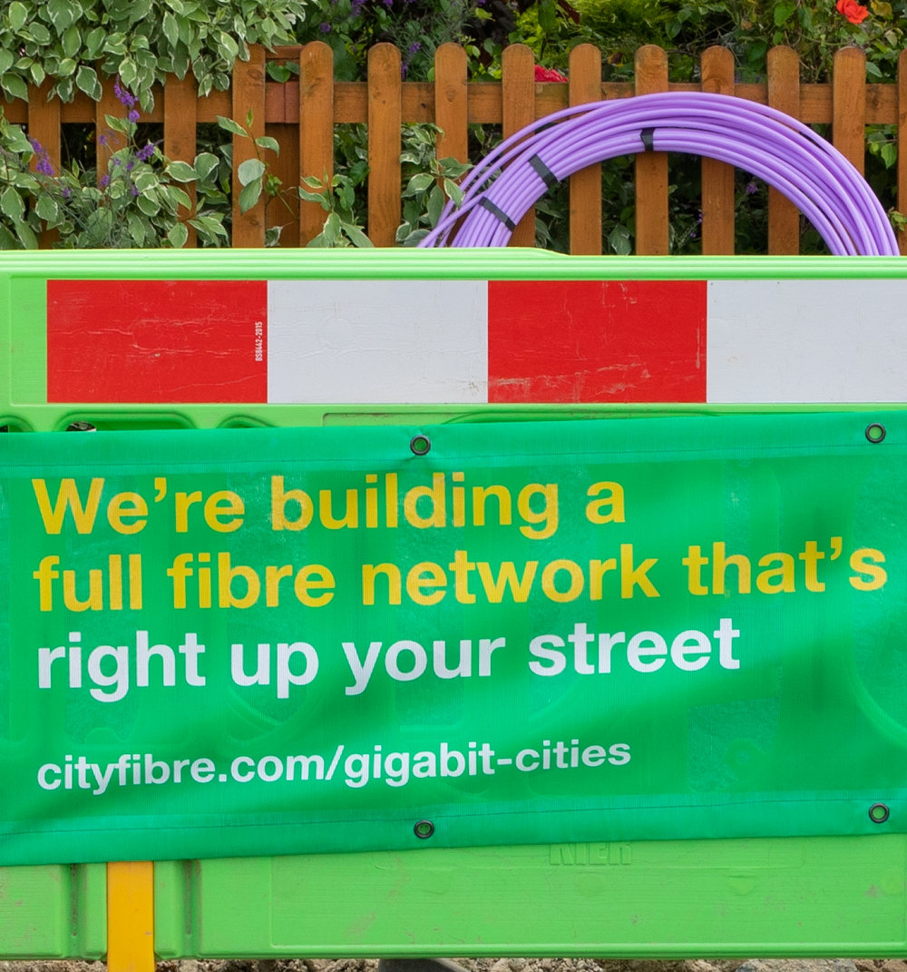 CityFibre Banner and Fibre Optic Cable Reel