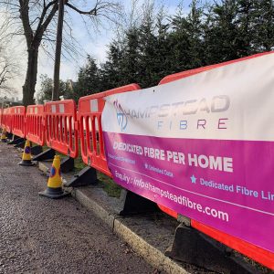 Hampstead Fibre Road Works Sign on Street