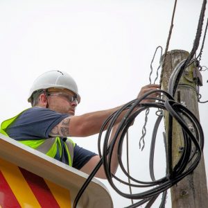 airband fttp build telegraph pole