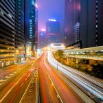 Car traffic light trail on city road by 123rf