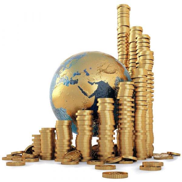 Planet earth surrounded by money for broadband