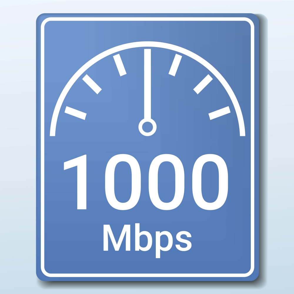 1000 Mbps Gigabit Broadband Blue Sign