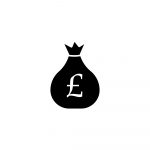 Money Bag currency Pound icon vector illustration on transparent background.