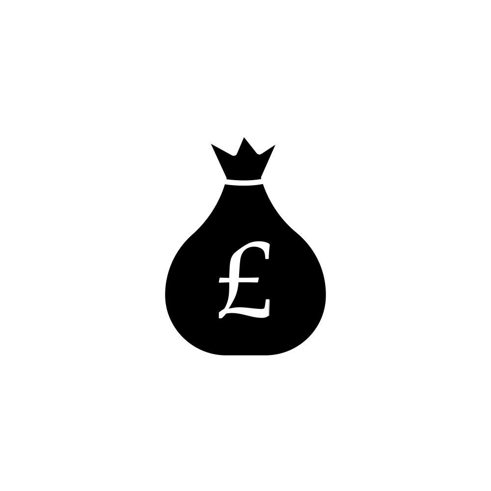 Money Bag currency Pound icon vector illustration on transparent background.