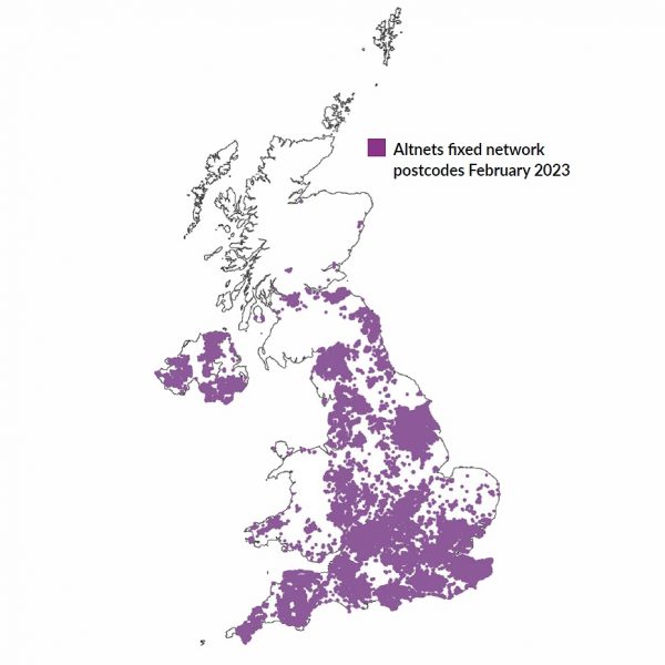 AltNets Full Fibre UK Coverage Map May 2023 - INCA