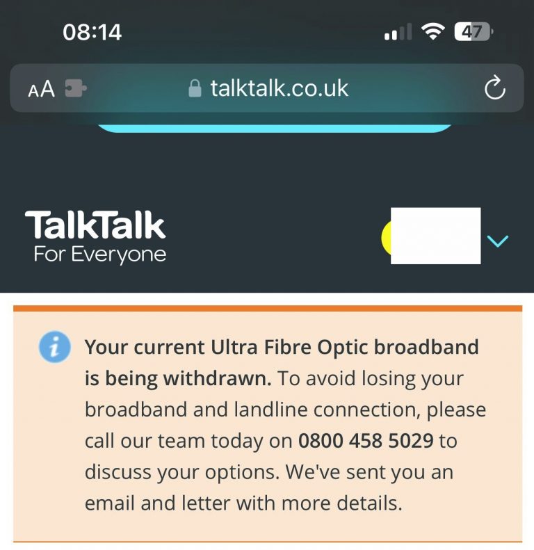 TalkTalk's Wrongful FTTP Network Closure Warning Causes Confusion