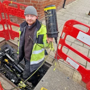 Pine Media Engineer Shows Damaged Fibre Chamber - Permission via Slack (Will Dear)