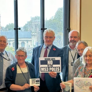 Graham Stuart MP with No to MS3 Poles Campaigners