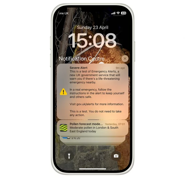 Emergency Alerts UK Gov Test Image from Vodafone UK PR 010925