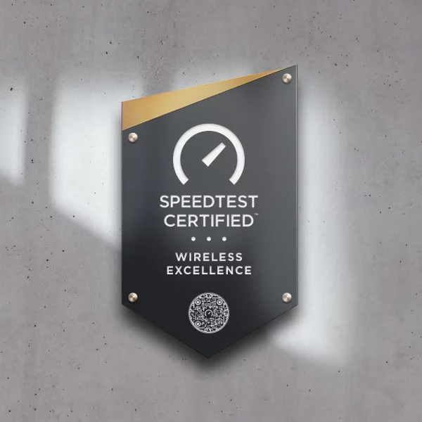 Speedtest Certified Label on Flat Wall Centered