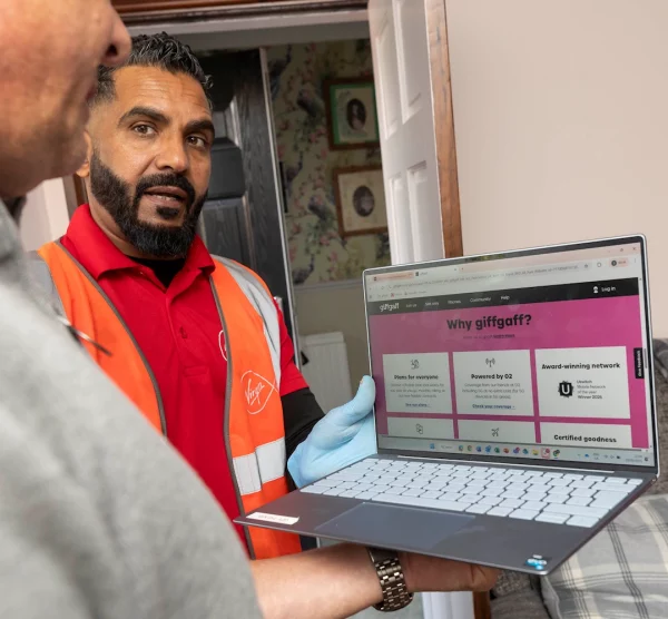 giffgaff broadband install by virgin media engineer