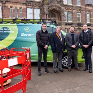 Elevate Chairman Chris Baldock and CRO Andy Tatlock with Councillors from St Helens Council