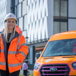 CityFibre 2025 Female Engineer next to Van