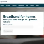Openreach Availability Checker on Front Page Screenshot