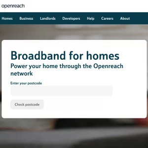 Openreach Availability Checker on Front Page Screenshot