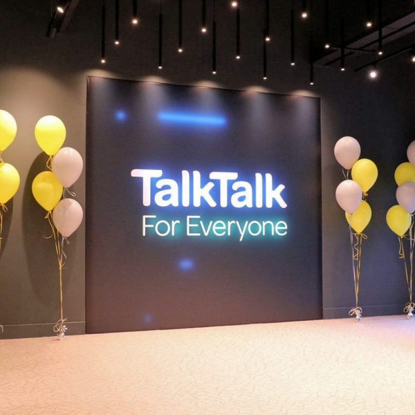 TalkTalk Logo in Office Next to Balloons