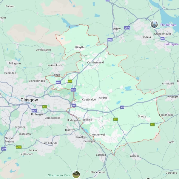 North Lanarkshire Google Maps Screenshot Outline