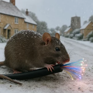 Rodent eating fibre optic cable in rural england CoPilot AI Image for MJackson 070126