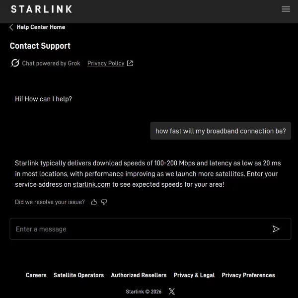 Starlink-Grok-Website-Chatbot-Example