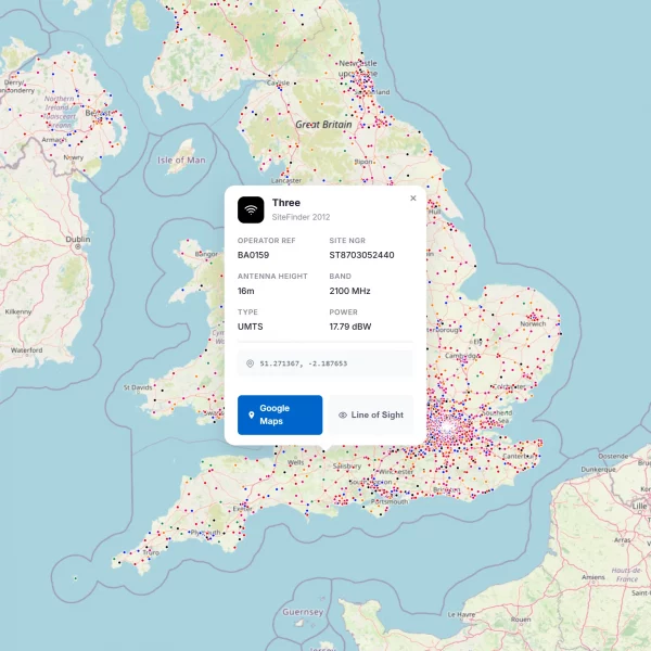 UKCellNet Map Screenshot from Website