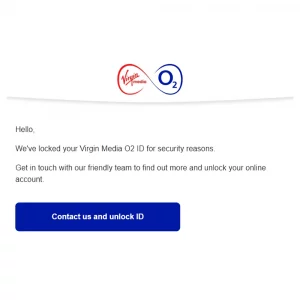 Virgin Media O2 UK Account Locked for Security Reasons Message