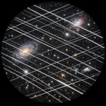 Simulated satellite trails in telescope picture by Copilot or MJackson 20260715_120612