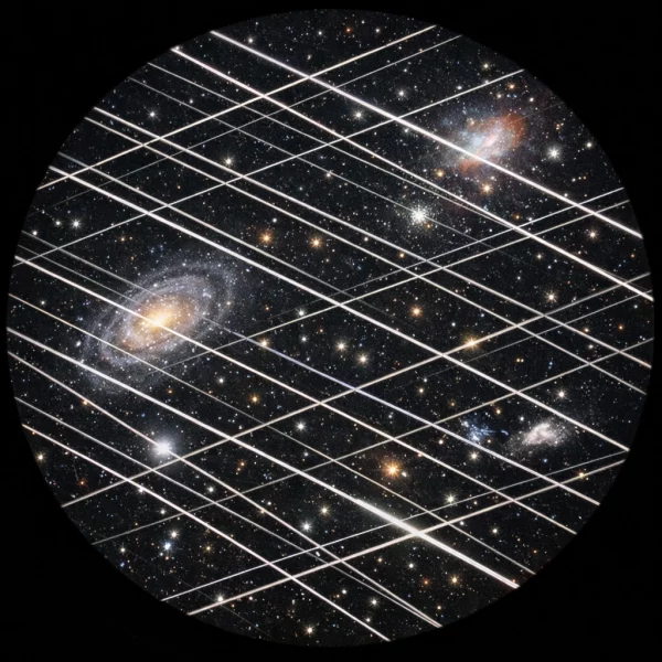 Simulated satellite trails in telescope picture