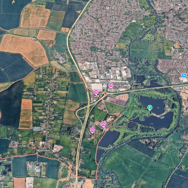 St-Neots-and-Wyboston-Google-Maps-Screenshot