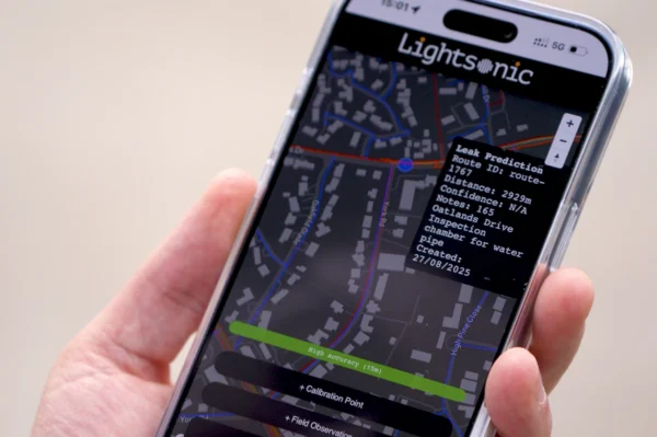 Fibre sense Lightsonic water leak detection mobile app