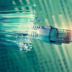 network cables closeup with fiber optical background